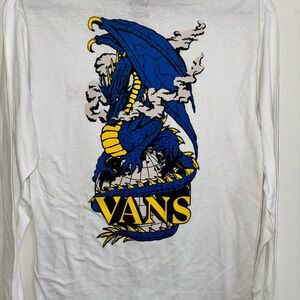Vans Off The Wall NWT Graphic dragon Long Sleeve white Shirt men small skate s